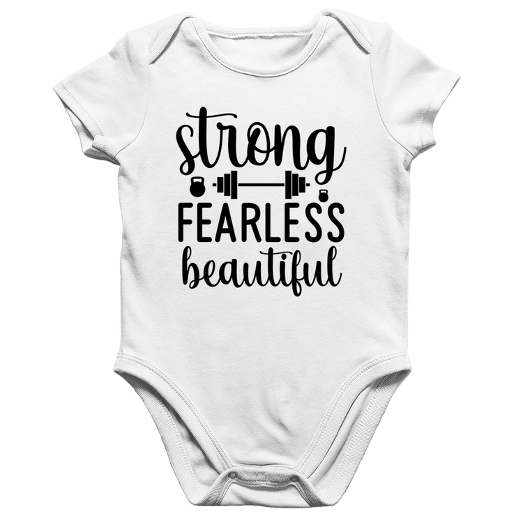 Body Bebê Algodão Strong Fearless Beautiful - Branco