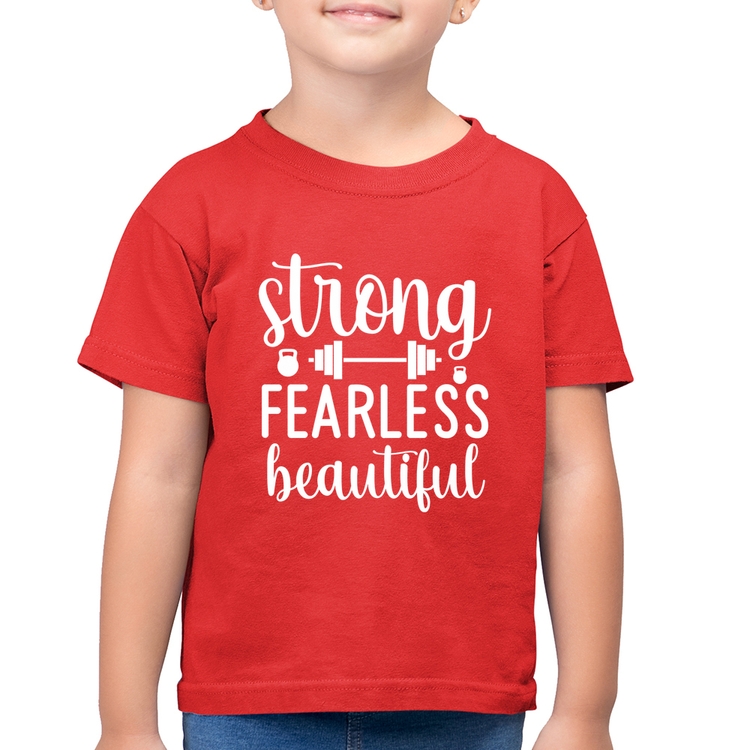 Camiseta Algodão Infantil Strong Fearless Beautiful - Vermelha