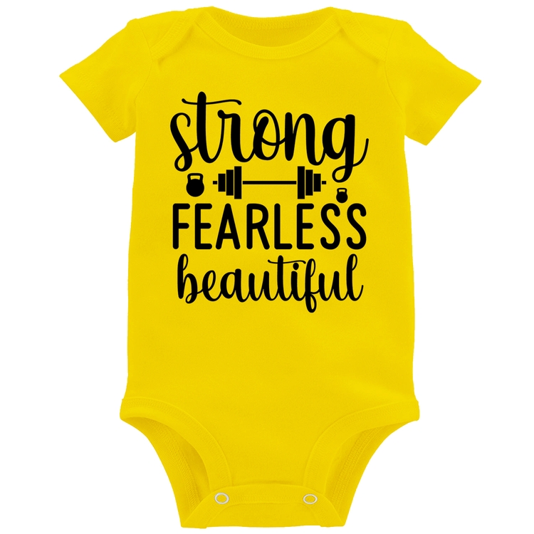 Body Bebê Strong Fearless Beautiful - Amarelo