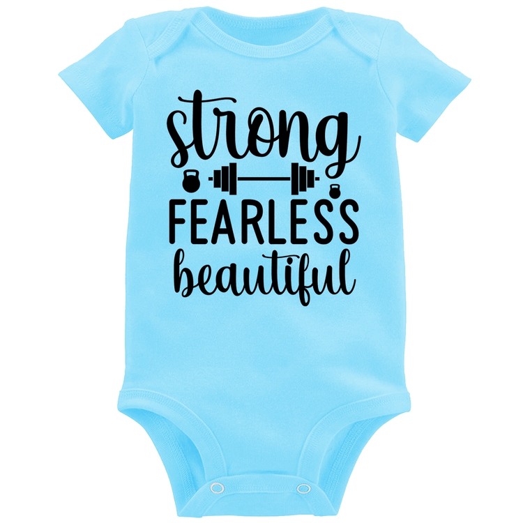 Body Bebê Strong Fearless Beautiful - Azul Bebê