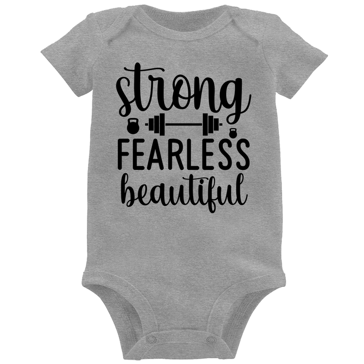 Body Bebê Strong Fearless Beautiful - Cinza