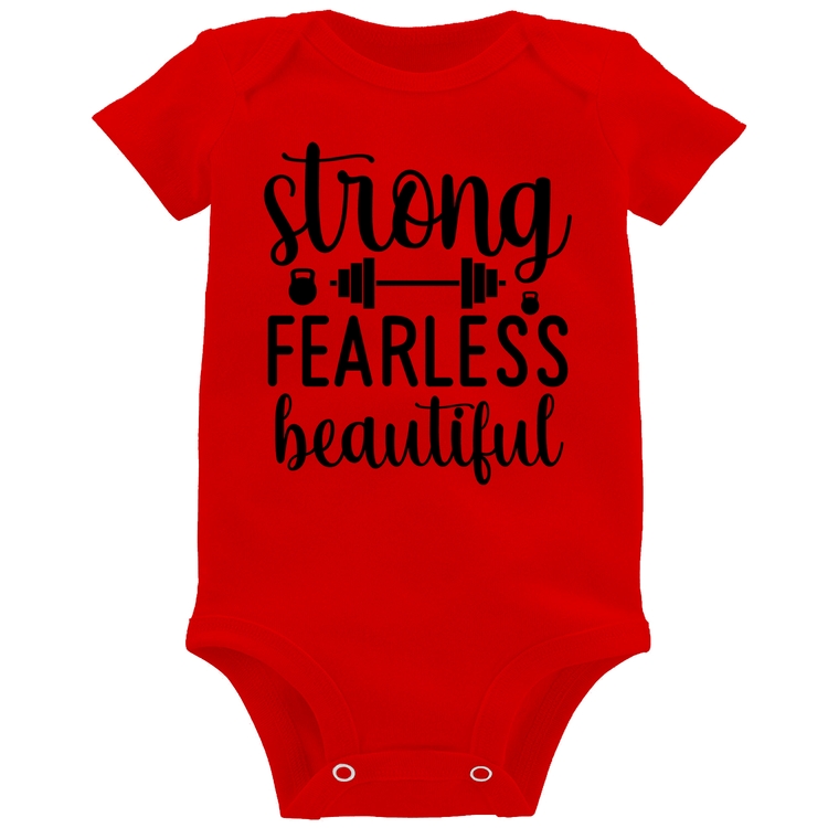 Body Bebê Strong Fearless Beautiful - Vermelho