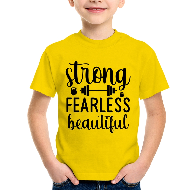 Camiseta Infantil Strong Fearless Beautiful - Amarela