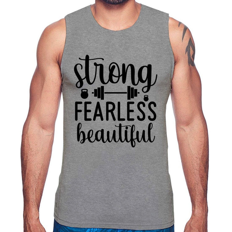 Regata Strong Fearless Beautiful - Cinza