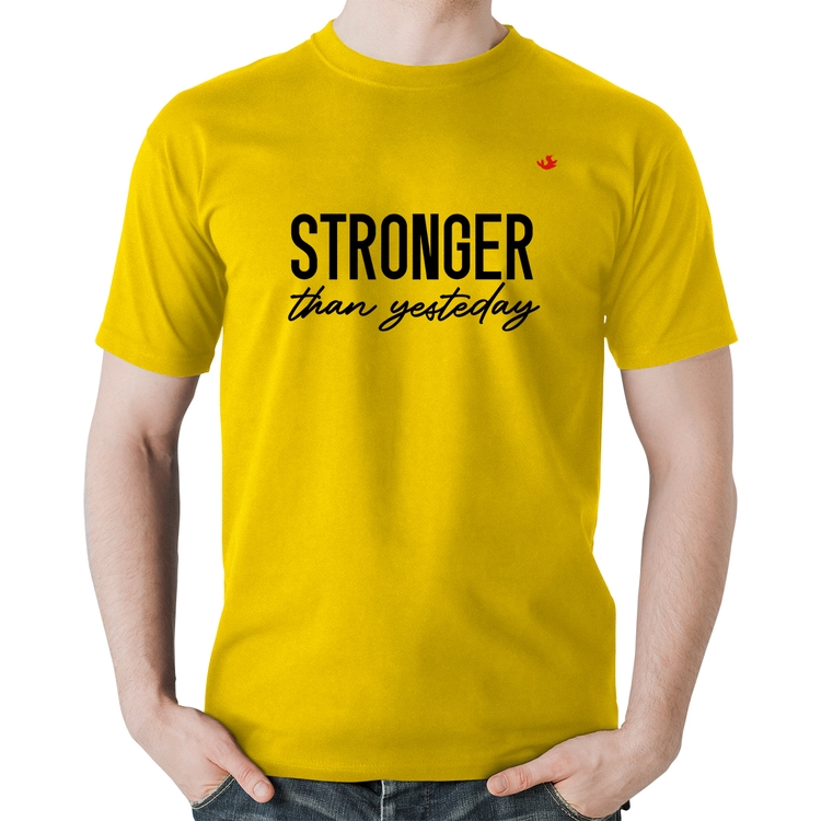 Camiseta Algodão Stronger than yesterday - Amarela
