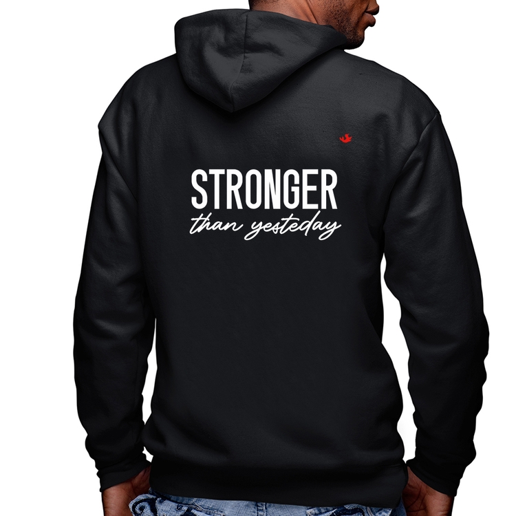 Blusa Moletom Stronger than yesterday Masculina com Capuz e Zíper
