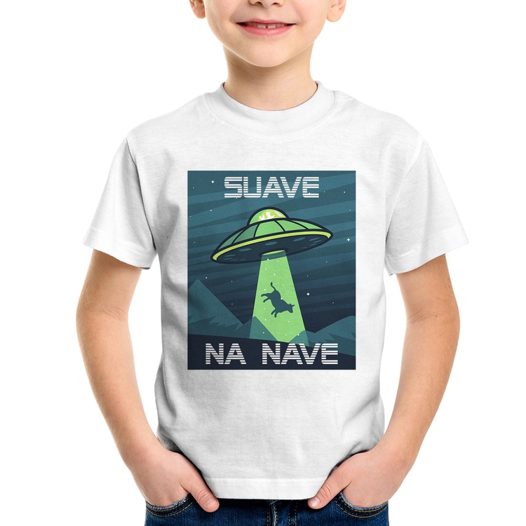 Camiseta Infantil Suave na nave