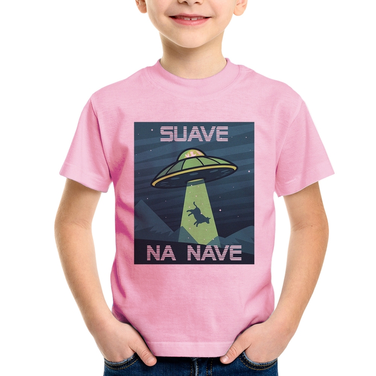 Camiseta Infantil Suave na nave - Rosa Bebê