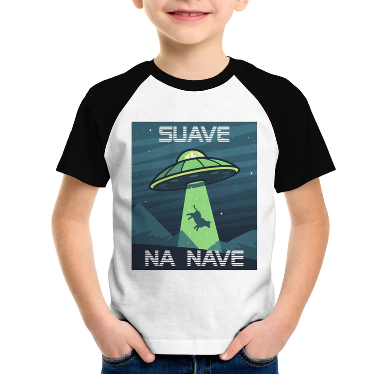 Camiseta Raglan Infantil Suave na nave