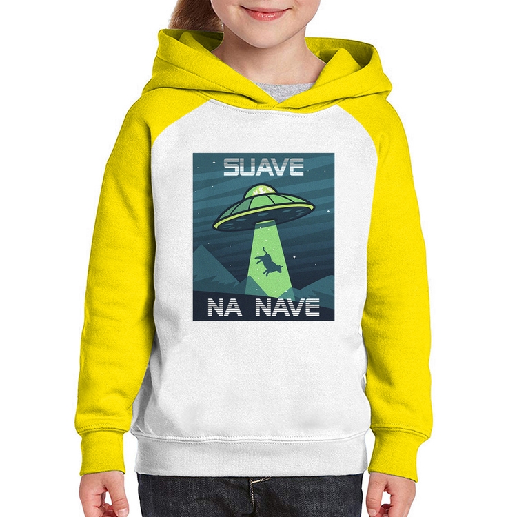 Moletom Infantil Suave na nave - Branco/Amarelo