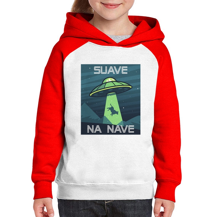 Moletom Infantil Suave na nave - Branco/Vermelho