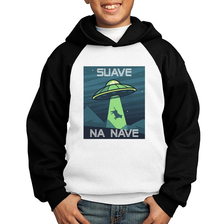 Moletom Infantil Suave na nave - Branco/Preto