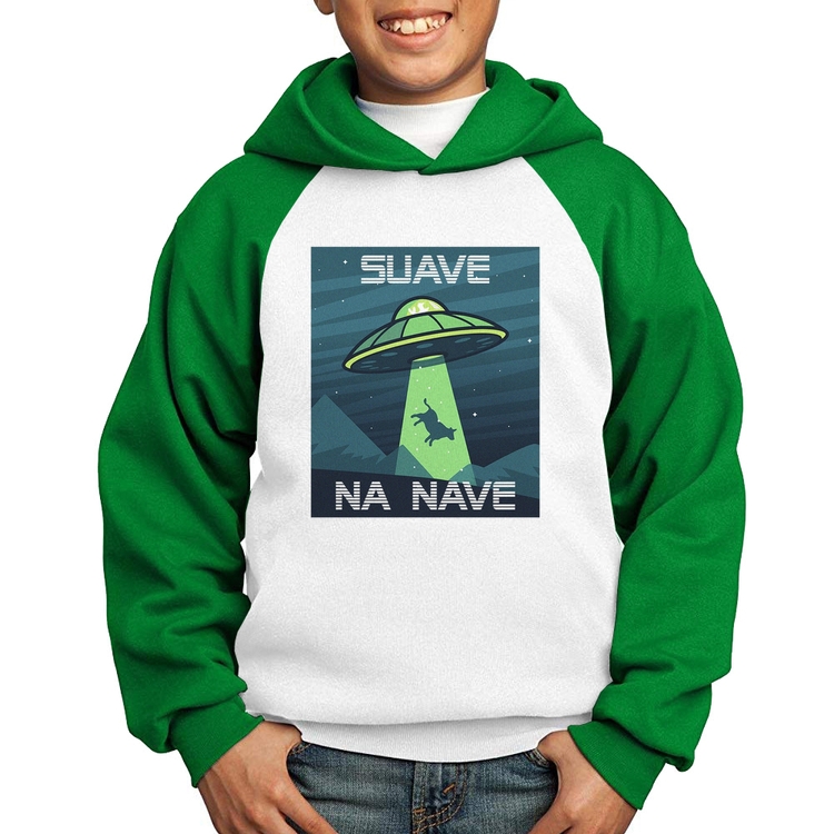 Moletom Infantil Suave na nave - Branco/Verde