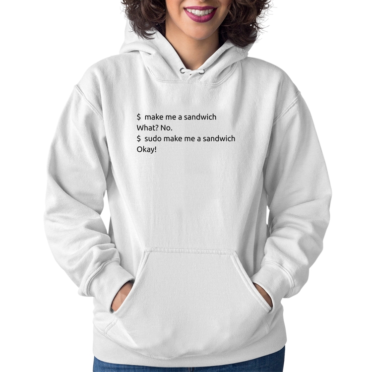Moletom Feminino Sudo make me a sandwich - Branco