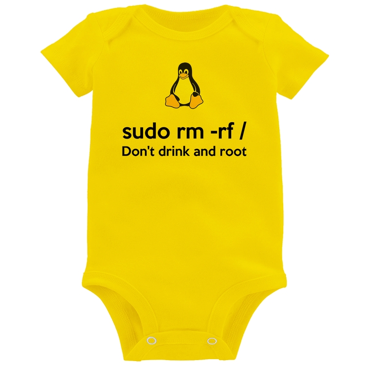 Body Bebê sudo rm -rf / (Don't drink and root) - Amarelo