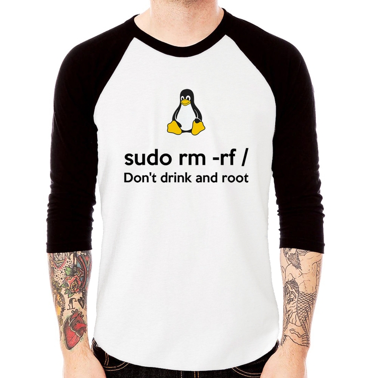 Camiseta Raglan sudo rm -rf / (Don't drink and root) Manga 3/4