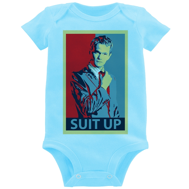 Body Bebê Suit Up Barney Stinson - Azul Bebê