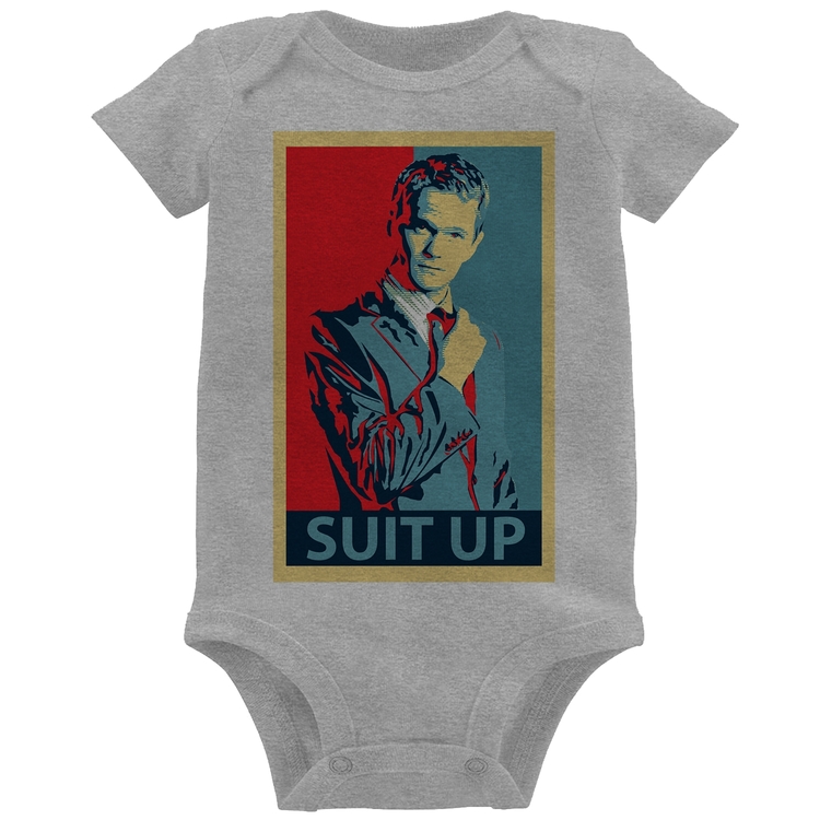 Body Bebê Suit Up Barney Stinson - Cinza