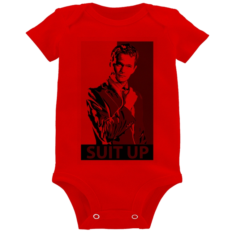 Body Bebê Suit Up Barney Stinson - Vermelho