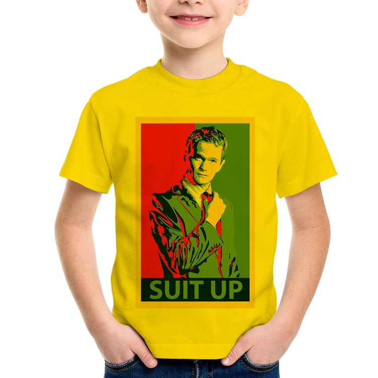 Camiseta Infantil Suit Up Barney Stinson - Amarela