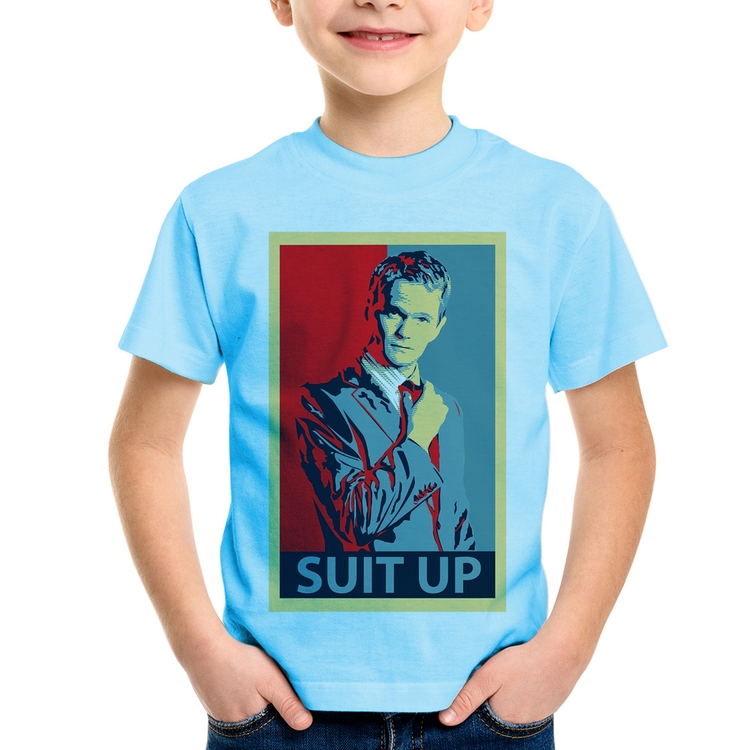Camiseta Infantil Suit Up Barney Stinson - Azul Bebê