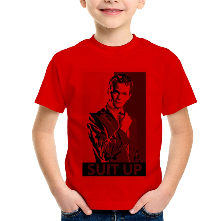 Camiseta Infantil Suit Up Barney Stinson - Vermelha
