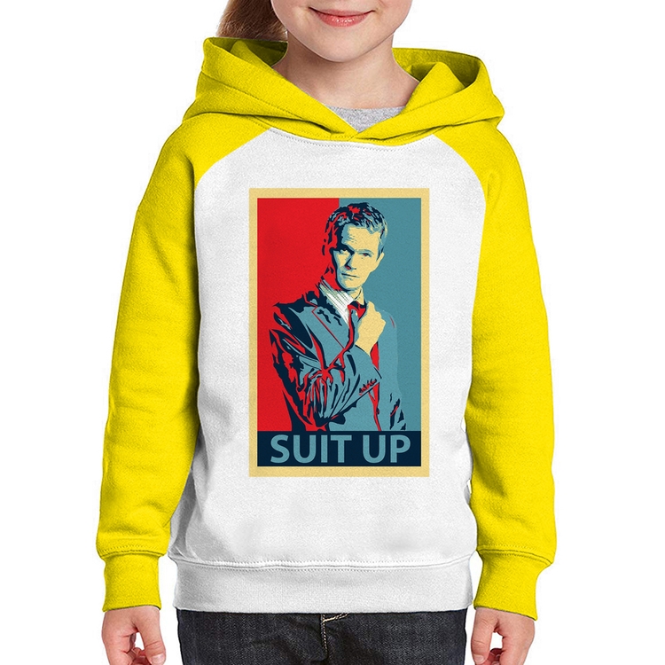 Moletom Infantil Suit Up Barney Stinson - Branco/Amarelo