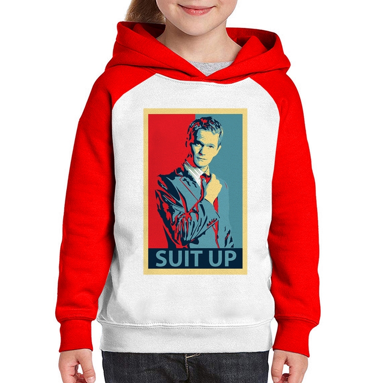 Moletom Infantil Suit Up Barney Stinson - Branco/Vermelho
