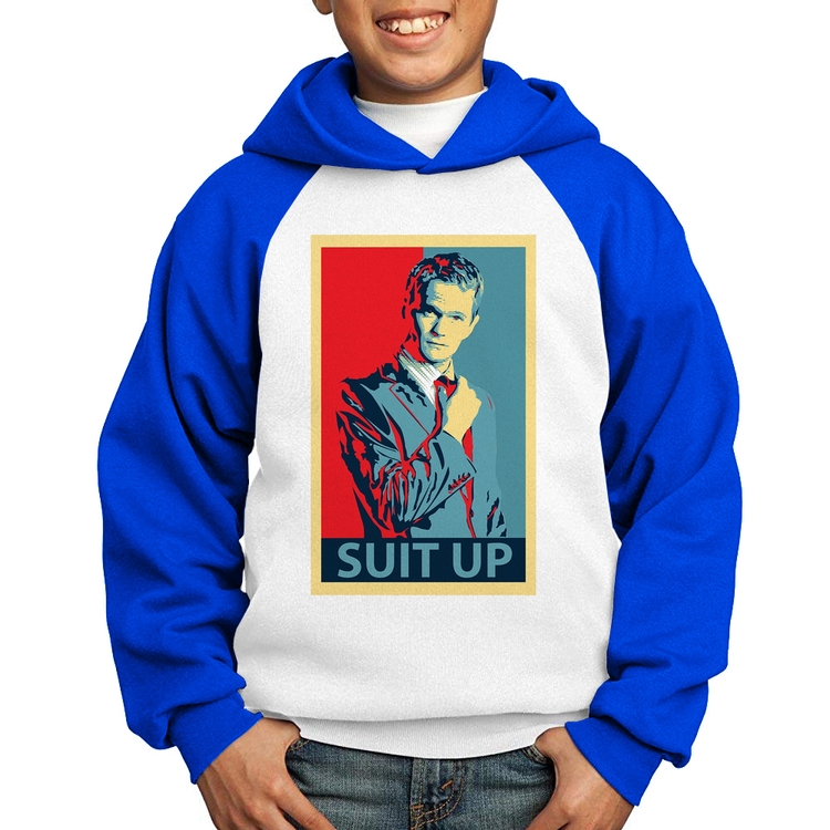 Moletom Infantil Suit Up Barney Stinson - Branco/Azul
