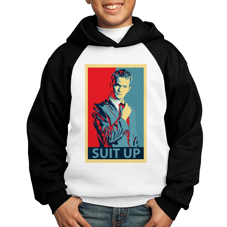 Moletom Infantil Suit Up Barney Stinson - Branco/Preto
