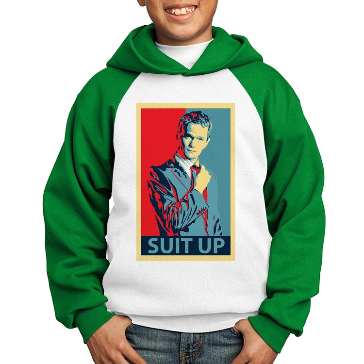 Moletom Infantil Suit Up Barney Stinson - Branco/Verde