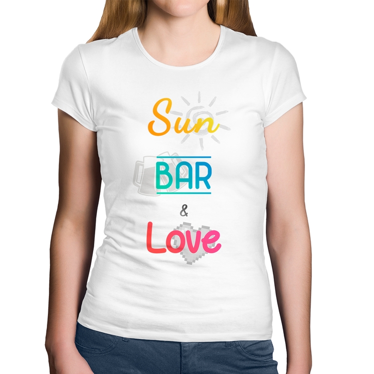 Baby Look Algodão Sun Bar & Love - Branca