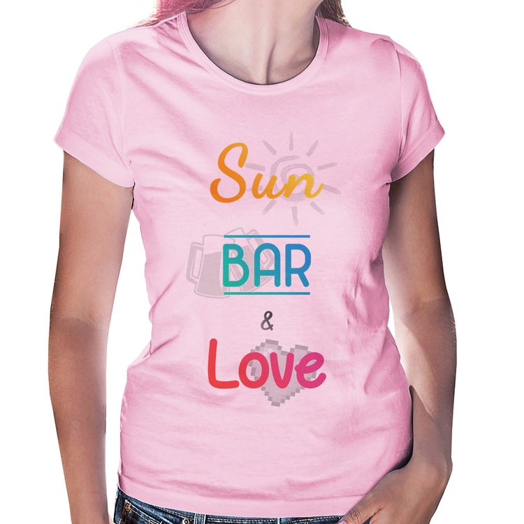 Baby Look Sun Bar & Love - Rosa Bebê