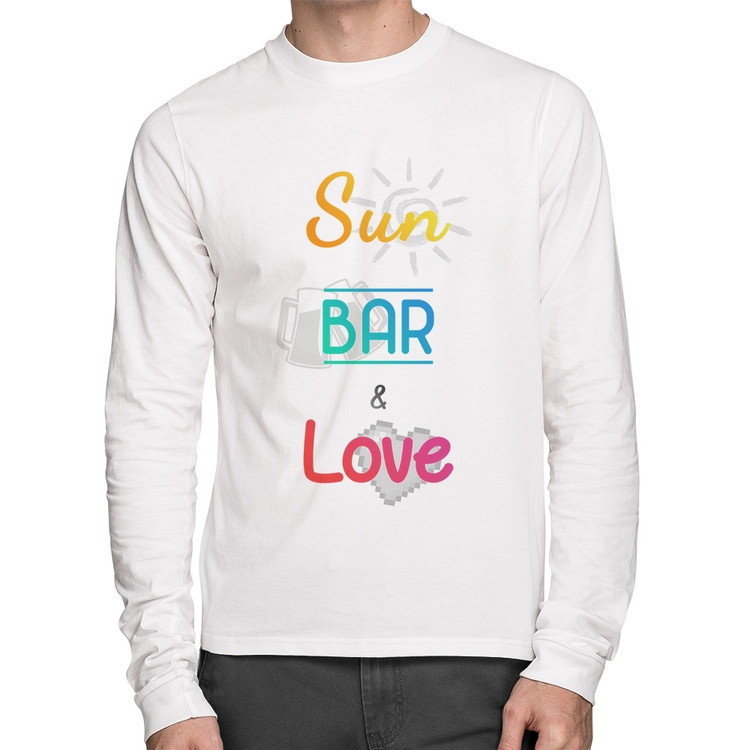 Camiseta Algodão Sun Bar & Love Manga Longa - Branca