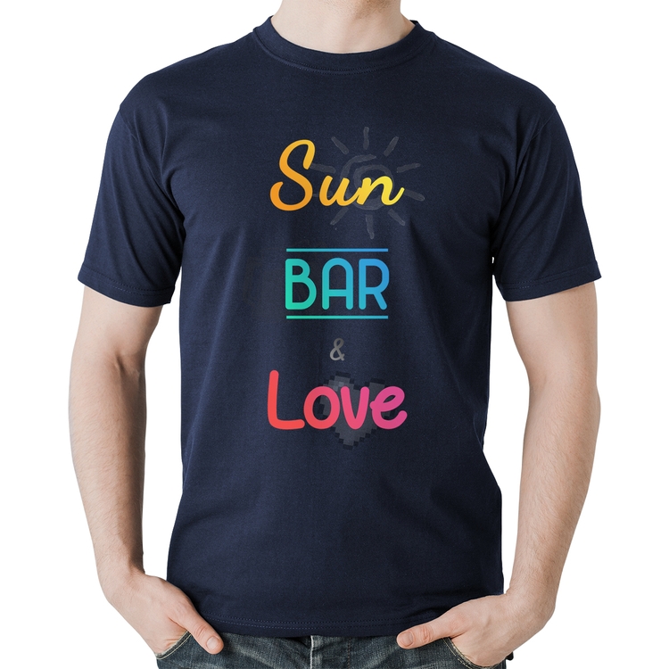 Camiseta Algodão Sun Bar & Love - Marinho