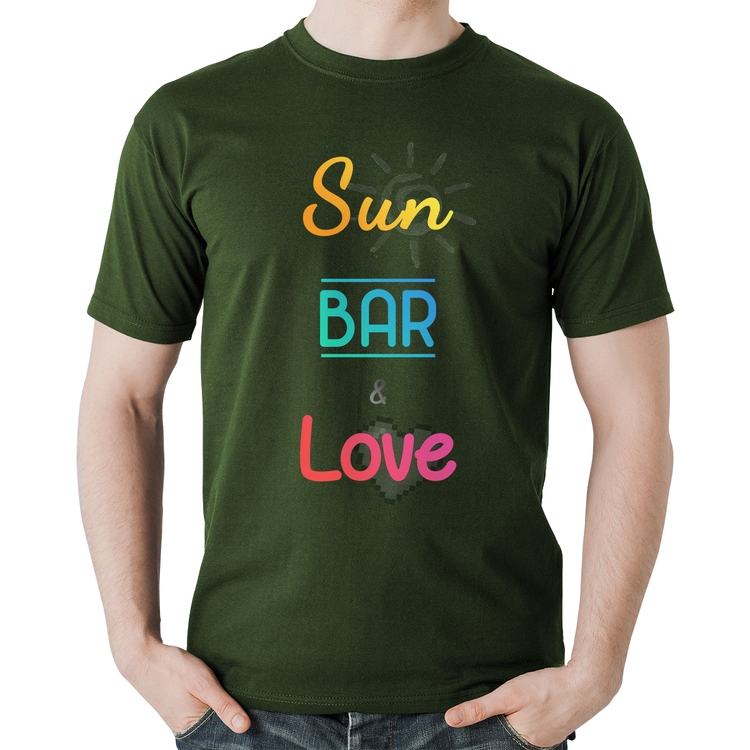 Camiseta Algodão Sun Bar & Love - Musgo