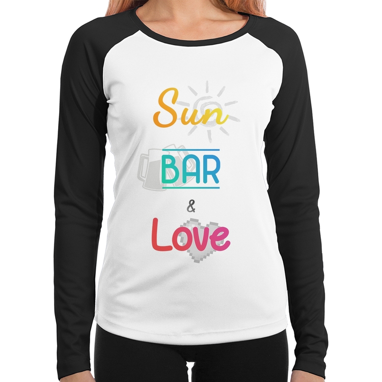 Baby Look Raglan Sun Bar & Love Manga Longa