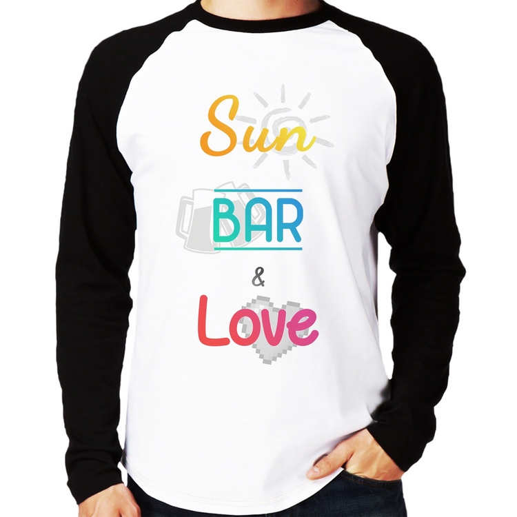 Camiseta Raglan Sun Bar & Love Manga Longa