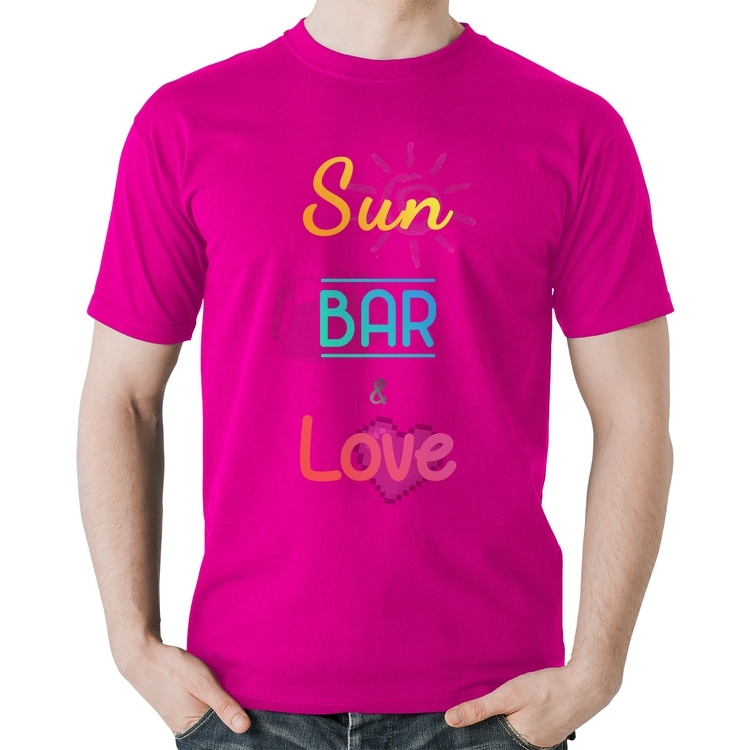 Camiseta Algodão Sun Bar & Love - Rosa