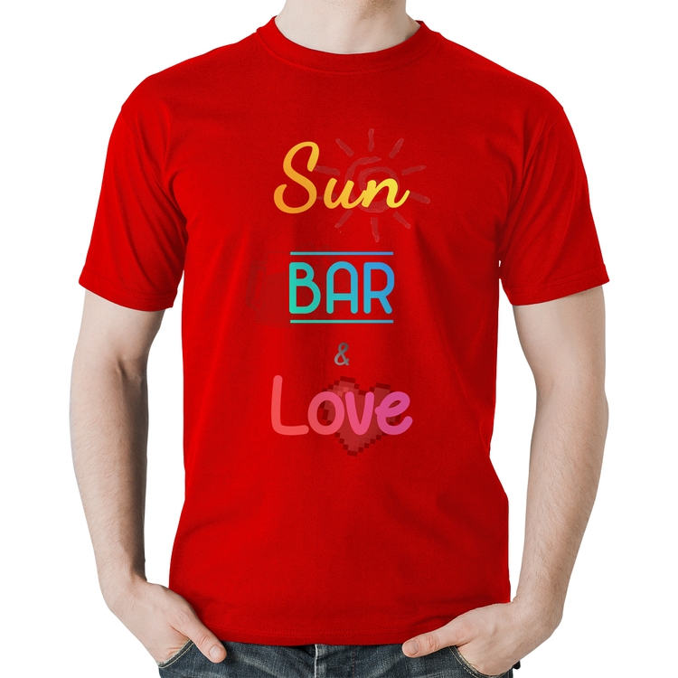 Camiseta Algodão Sun Bar & Love - Vermelha