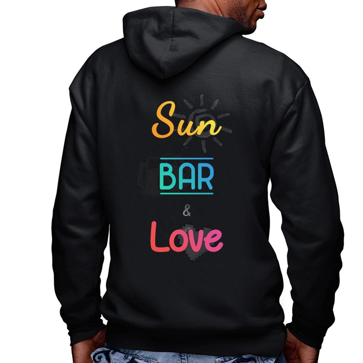 Blusa Moletom Sun Bar & Love Masculina com Capuz e Zíper
