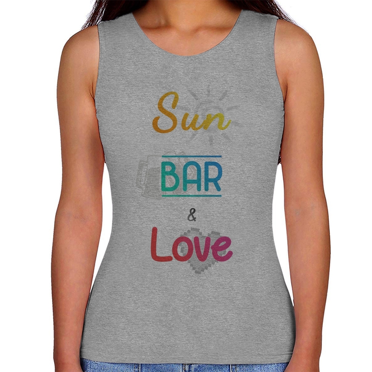 Regata Feminina Sun Bar & Love - Cinza