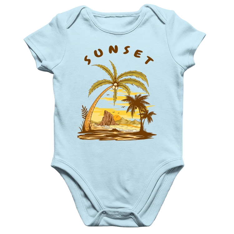 Body Bebê Algodão Sunset Beach - Azul Bebê