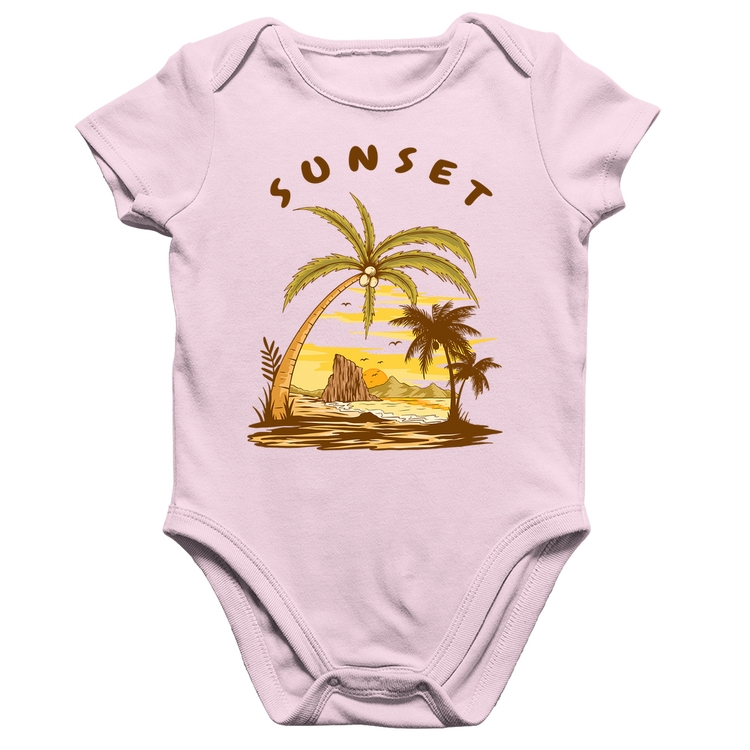 Body Bebê Algodão Sunset Beach - Rosa Bebê
