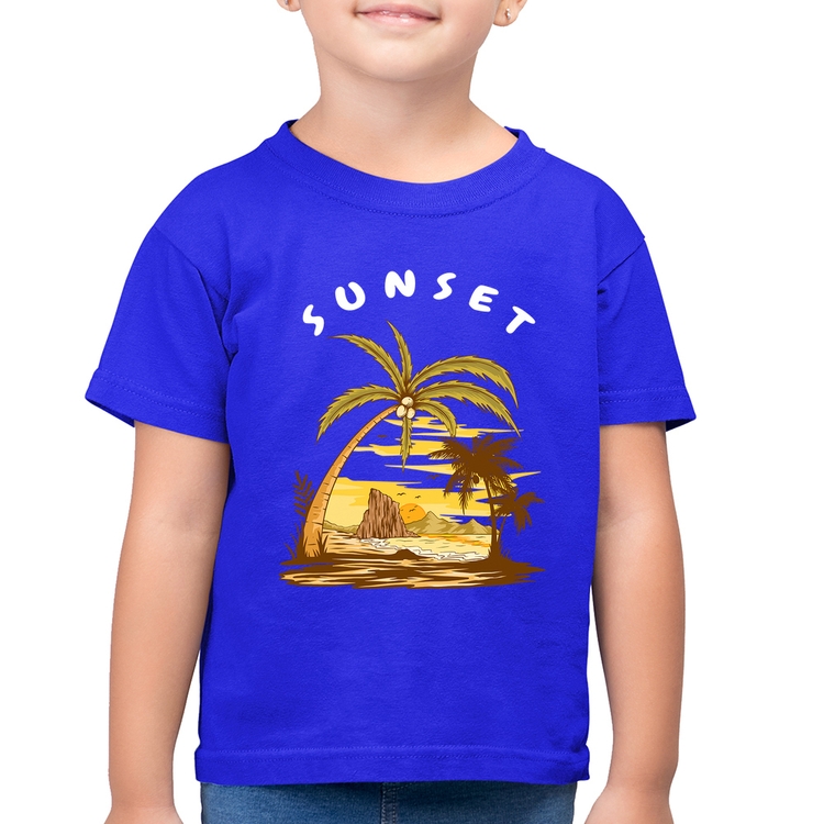 Camiseta Algodão Infantil Sunset Beach - Azul Royal