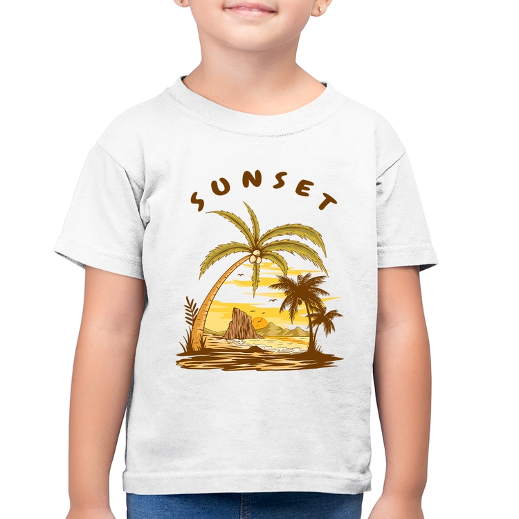 Camiseta Algodão Infantil Sunset Beach - Branca