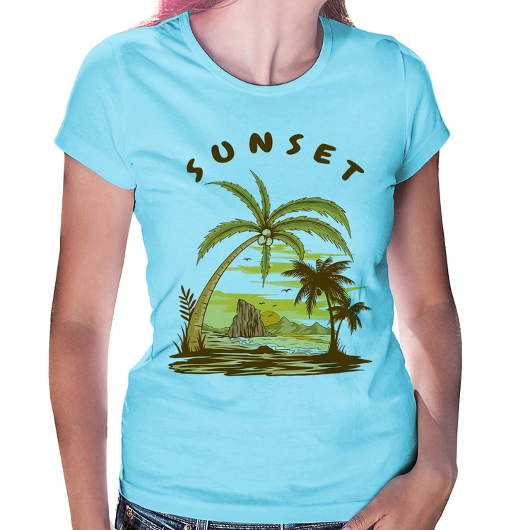 Baby Look Sunset Beach - Azul Bebê