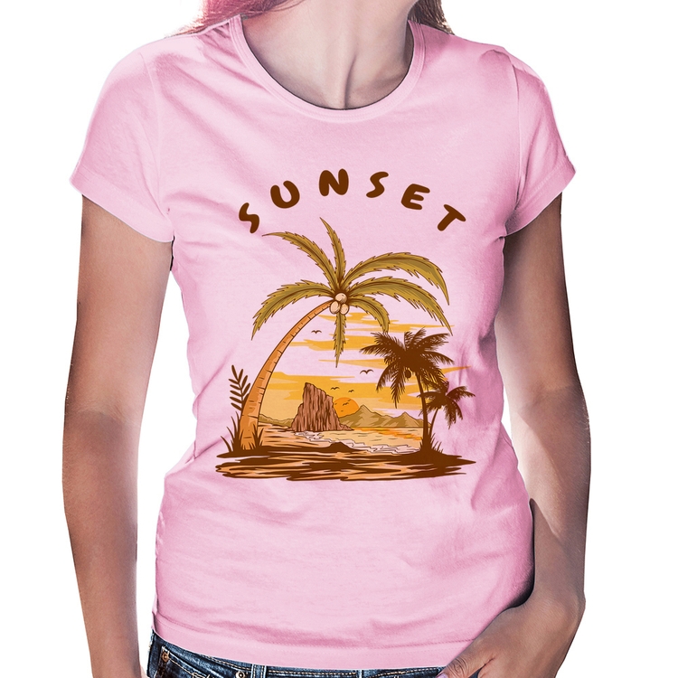 Baby Look Sunset Beach - Rosa Bebê