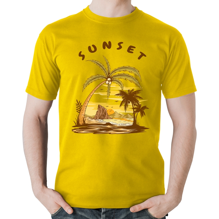 Camiseta Algodão Sunset Beach - Amarela