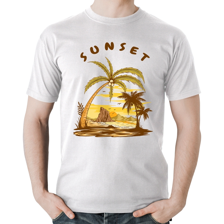 Camiseta Algodão Sunset Beach - Branca